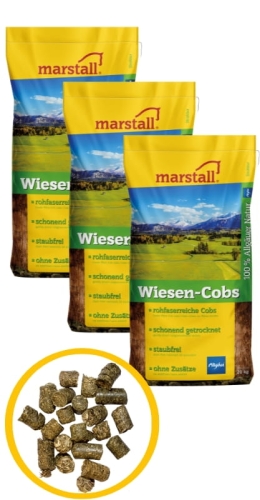 3x Marstall Wiesen Cobs 20kg alpejskie siano z ziołami dla koni