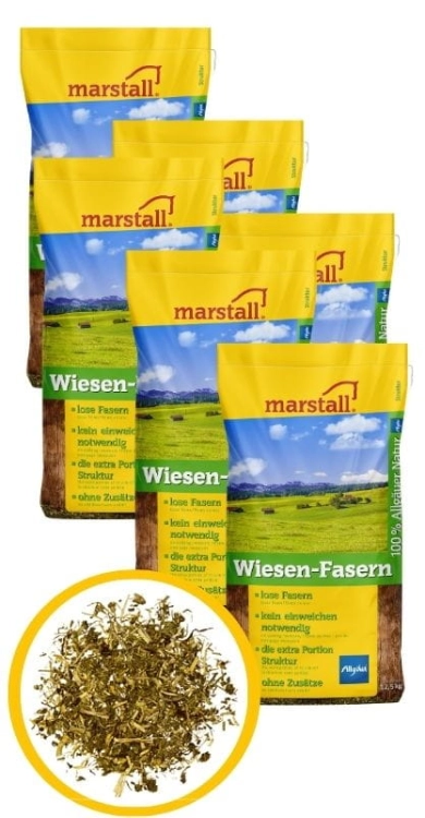 6x Marstall Wiesen-Fasern 12,5kg Siano łąkowe dla koni